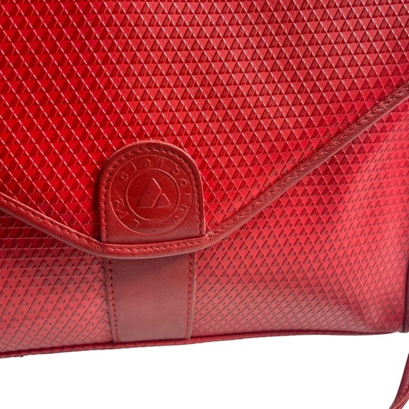 Vintage 80s LIZ CLAIBORNE Leather Convertible Clutch Shoulder Bag Classic RED - Picture 3 of 14